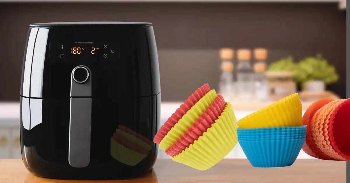 Air fryer with sets of silicone cups