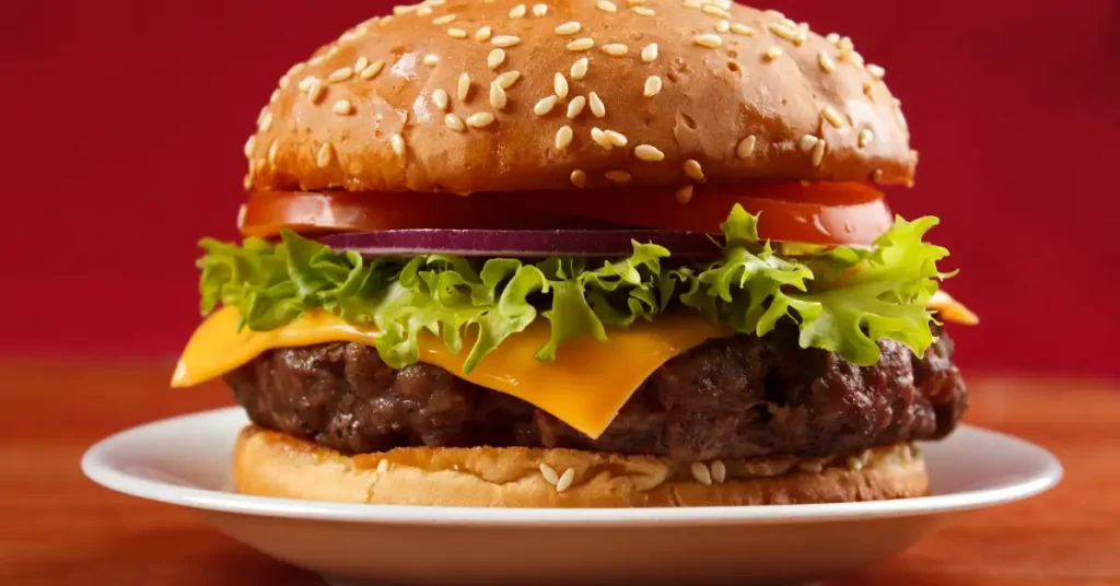 Hamburger in plate